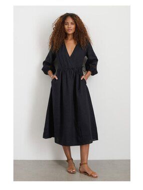 Alex Mill Lauren Long Sleeve Linen Wrap Dress Sz M